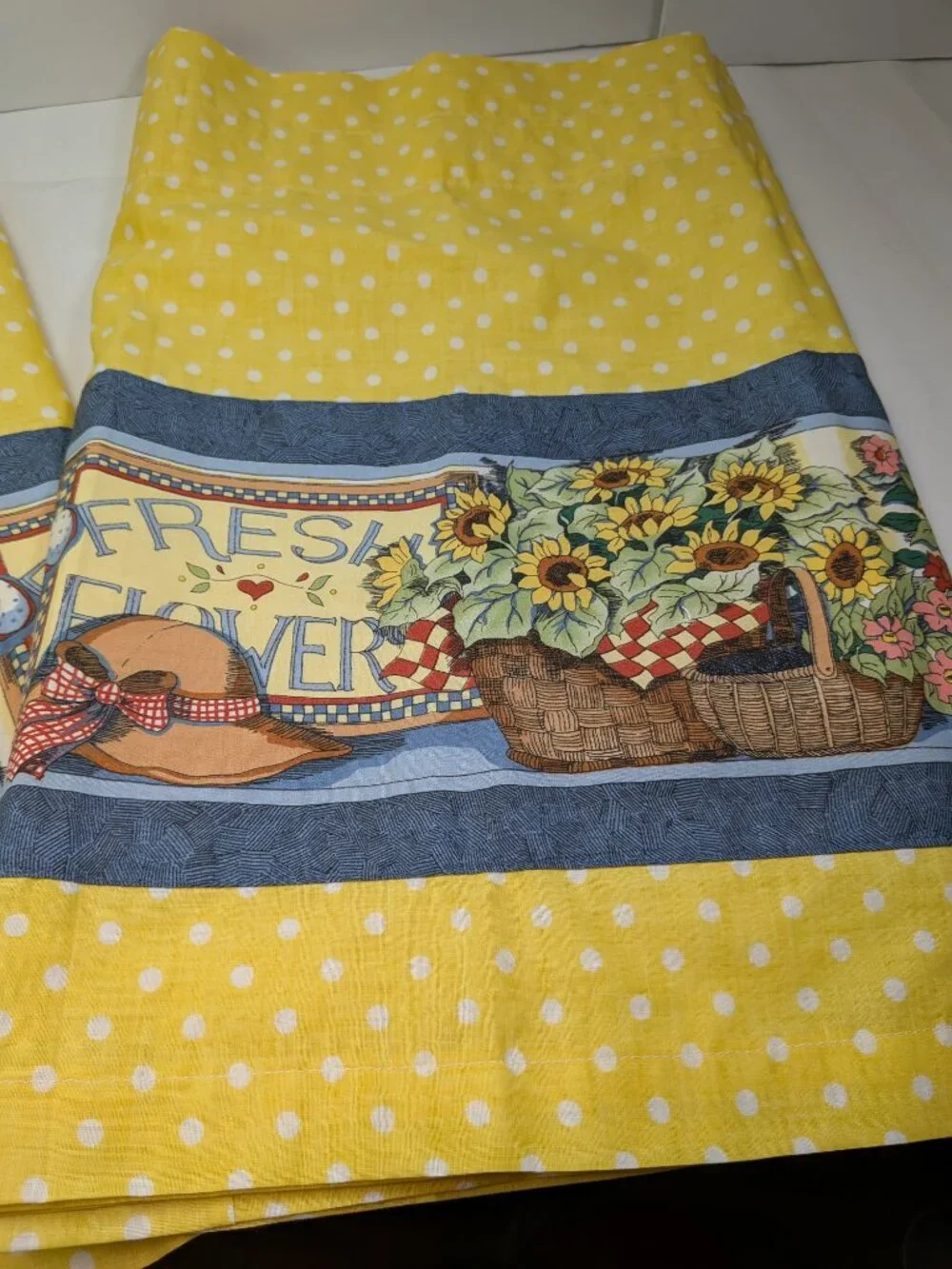 Susan Winget Country Garden Sunflower Window Valance Tier Curtains Pair